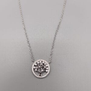Colgante del árbol de la  vida con circonitas en plata de ley