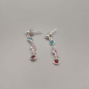 Pendientes de plata de ley largos con cristales