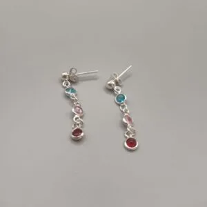 Pendientes de plata de ley largos con cristales