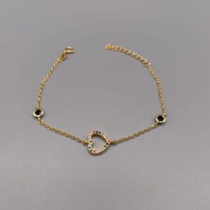 Pulsera fabricado en plata de ley 925 de corazon montafo con circonitas multicolor engastadas