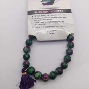 Pulsera de bolas de 8mm de rubi con zoisita