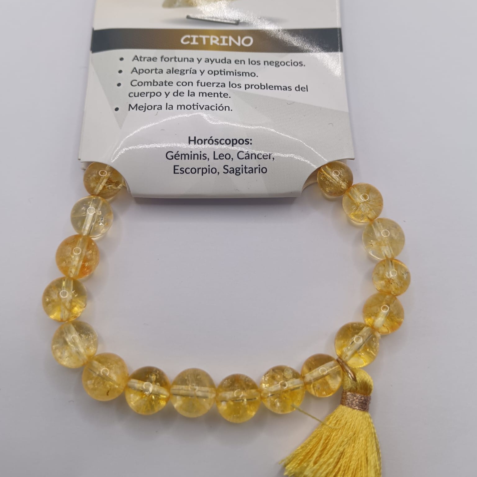 Pulsera de bolas de 8mm de citrino